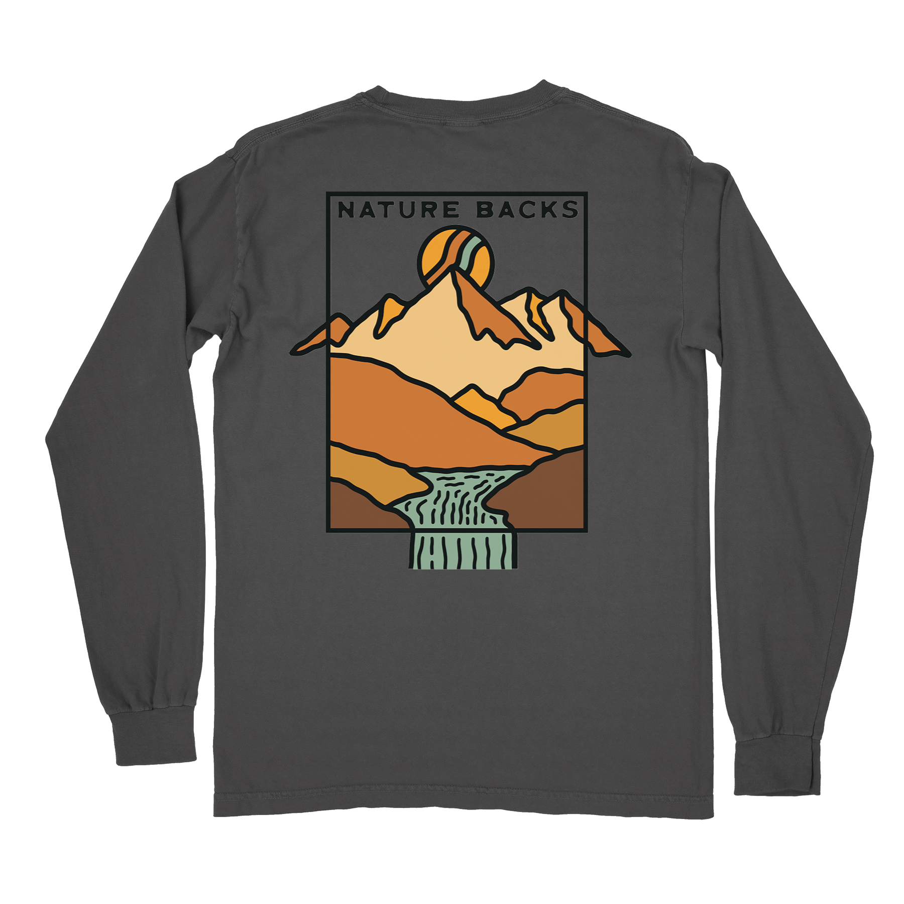 Nature Backs Comfort Colors Emerge Charcoal Long Sleeve T-Shirt | Nature-Inspired Design on Ultra-Soft Fabric