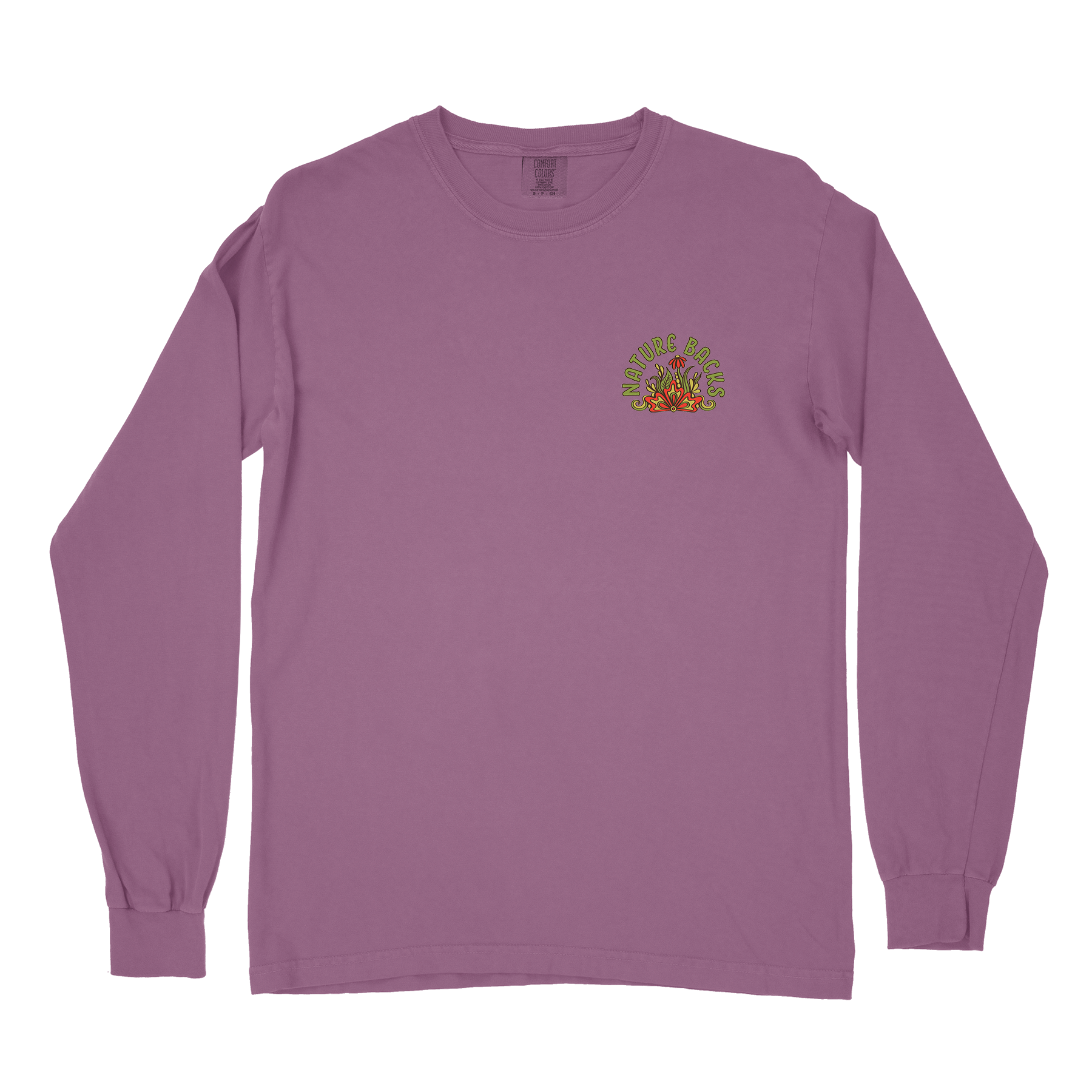 Nature Backs Comfort Colors Flourish Berry Long Sleeve T-Shirt | Nature-Inspired Design on Ultra-Soft Fabric