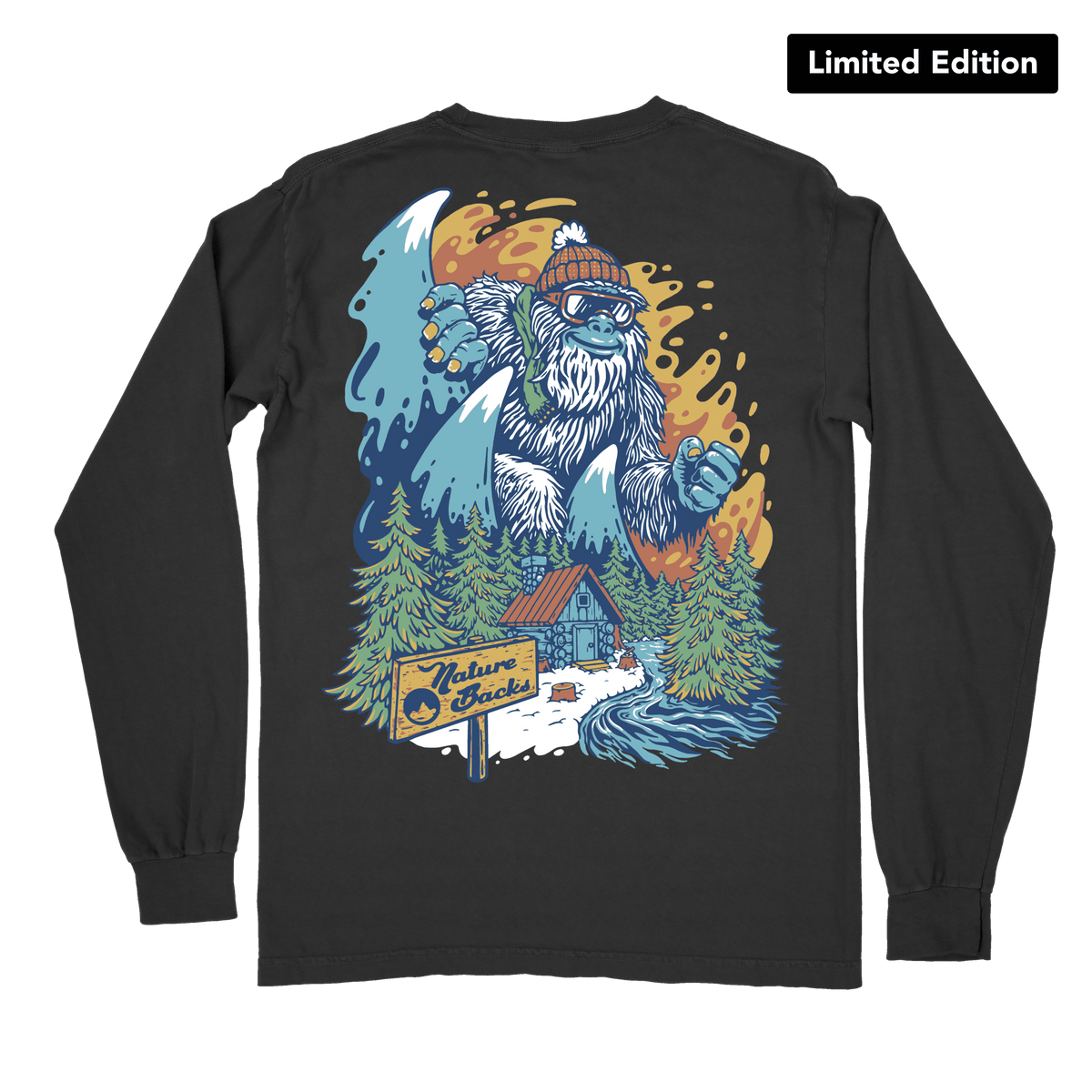 Eddie the Yeti Long Sleeve (Black) – Nature Backs