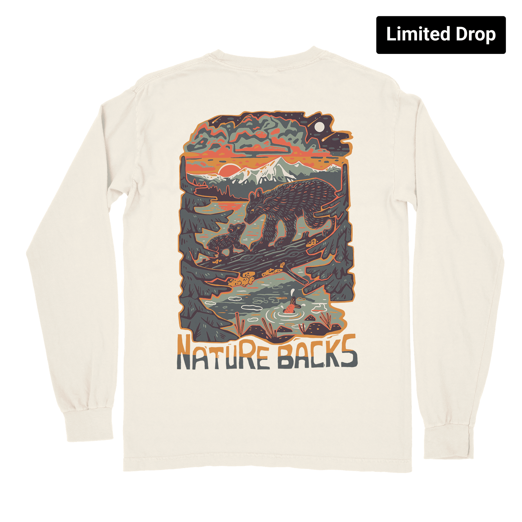 Nature Backs Comfort Colors Wild Ivory Long Sleeve T-Shirt | Nature-Inspired Design on Ultra-Soft Fabric