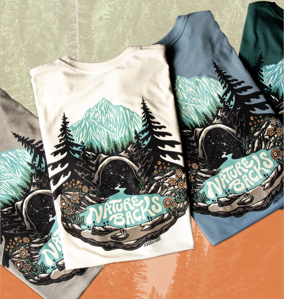 Nature Backs Comfort Colors Mystic Fog Short Sleeve T-Shirt | Nature-Inspired Design on Ultra-Soft Fabric Flat lay