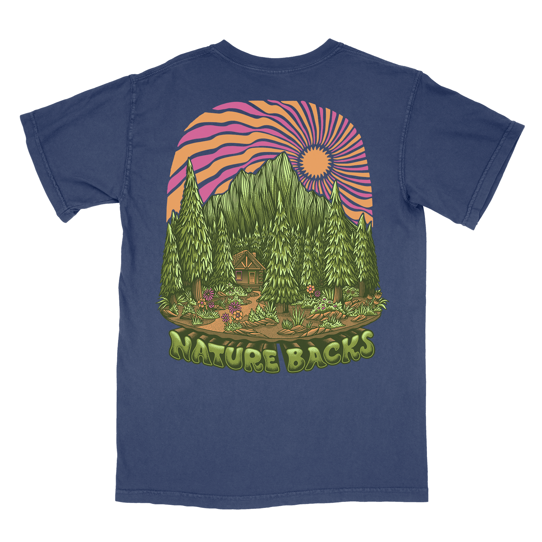 Nature Backs Comfort Colors Burst Navy Short Sleeve T-Shirt | Nature-Inspired Design on Ultra-Soft Fabric