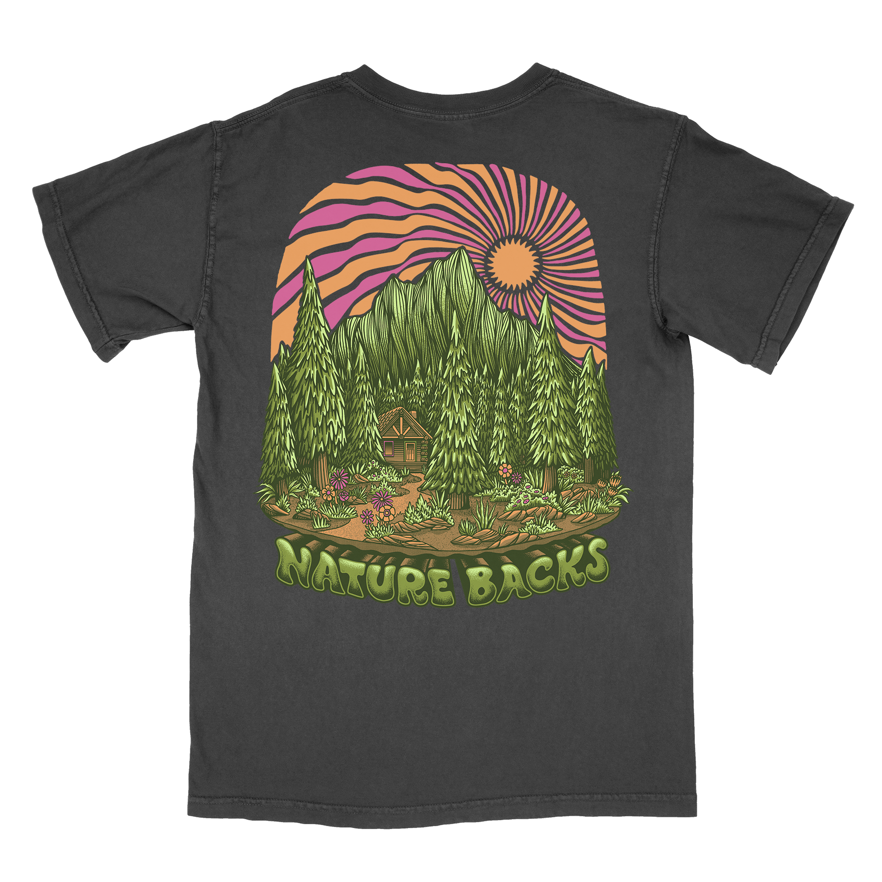 Nature Backs Comfort Colors Burst Black Short Sleeve T-Shirt | Nature-Inspired Design on Ultra-Soft Fabric