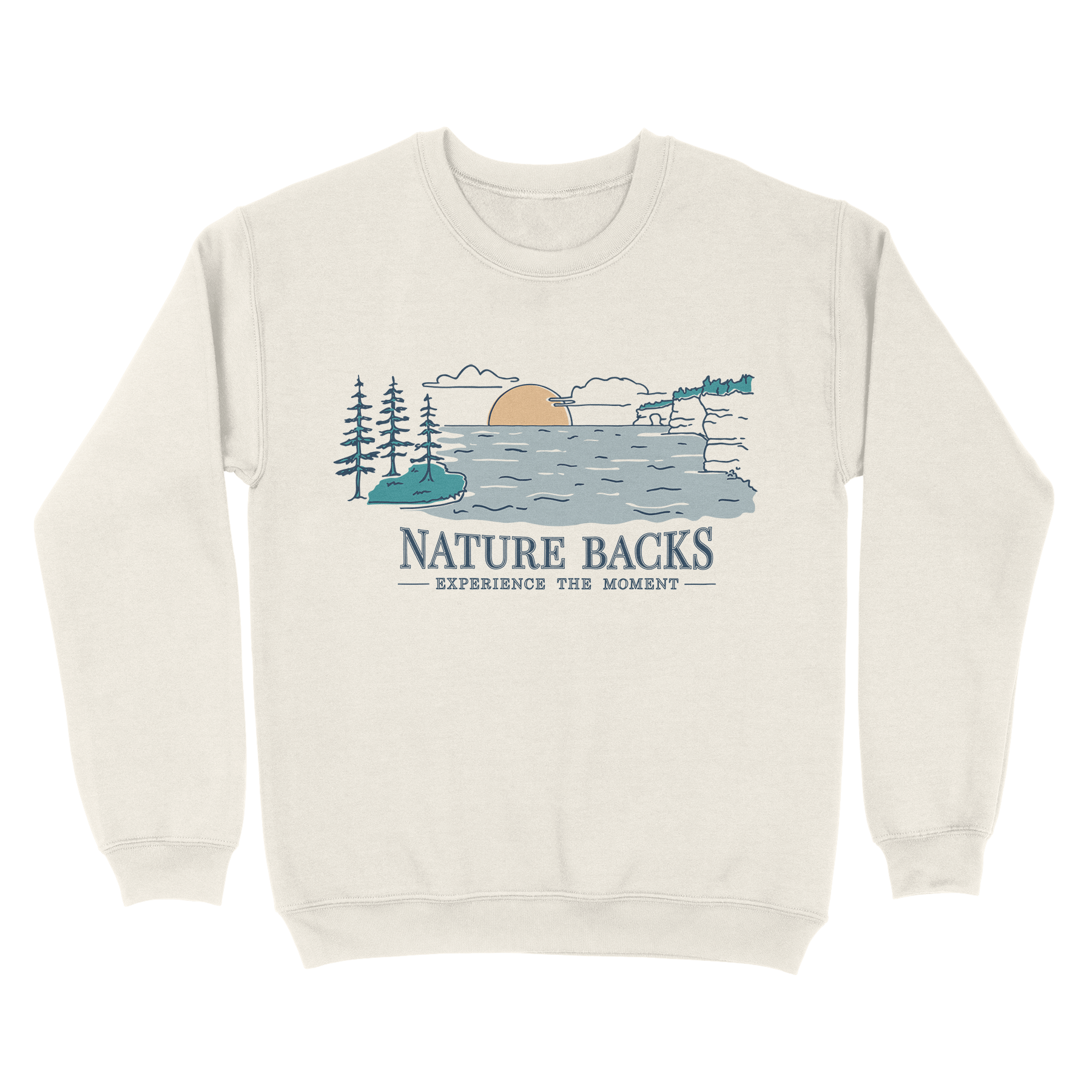 Nature Backs Comfort Wash Reflect Natural Crewneck | Nature-Inspired Design on Ultra-Soft Fabric
