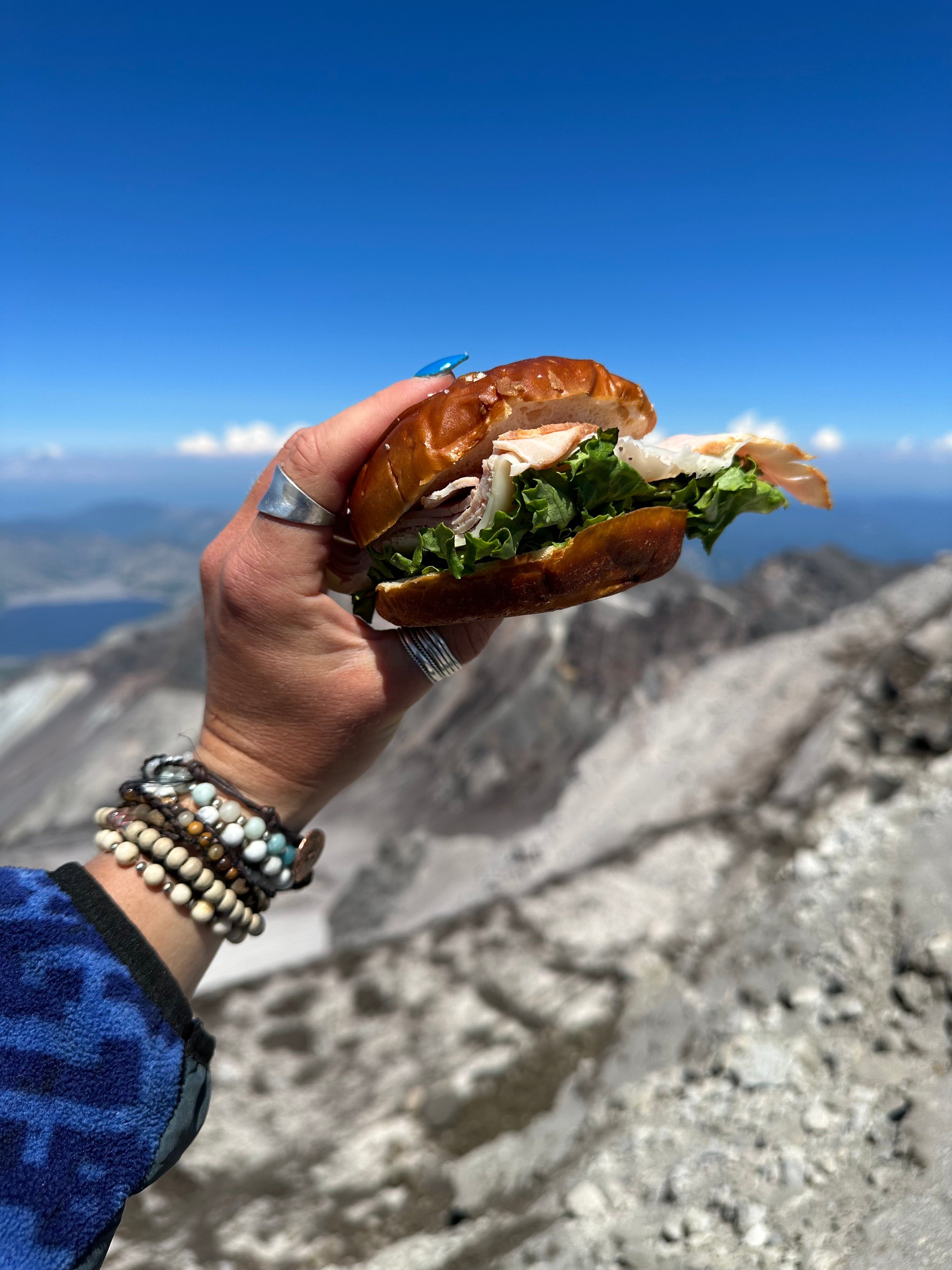 Sandwich photo on top of mountains