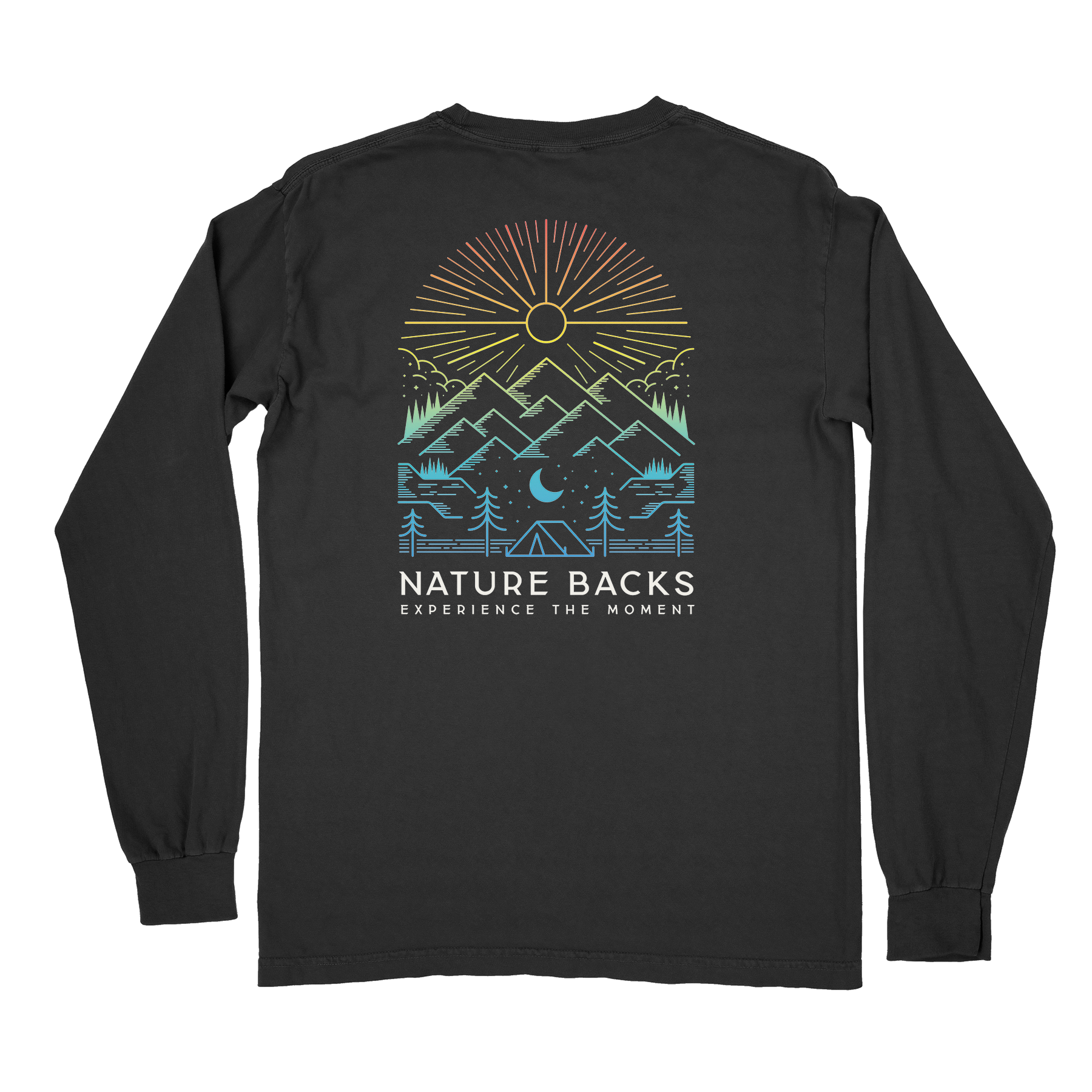 Nature Backs Comfort Colors Daybreak Black Long Sleeve T-Shirt | Nature-Inspired Design on Ultra-Soft Fabric