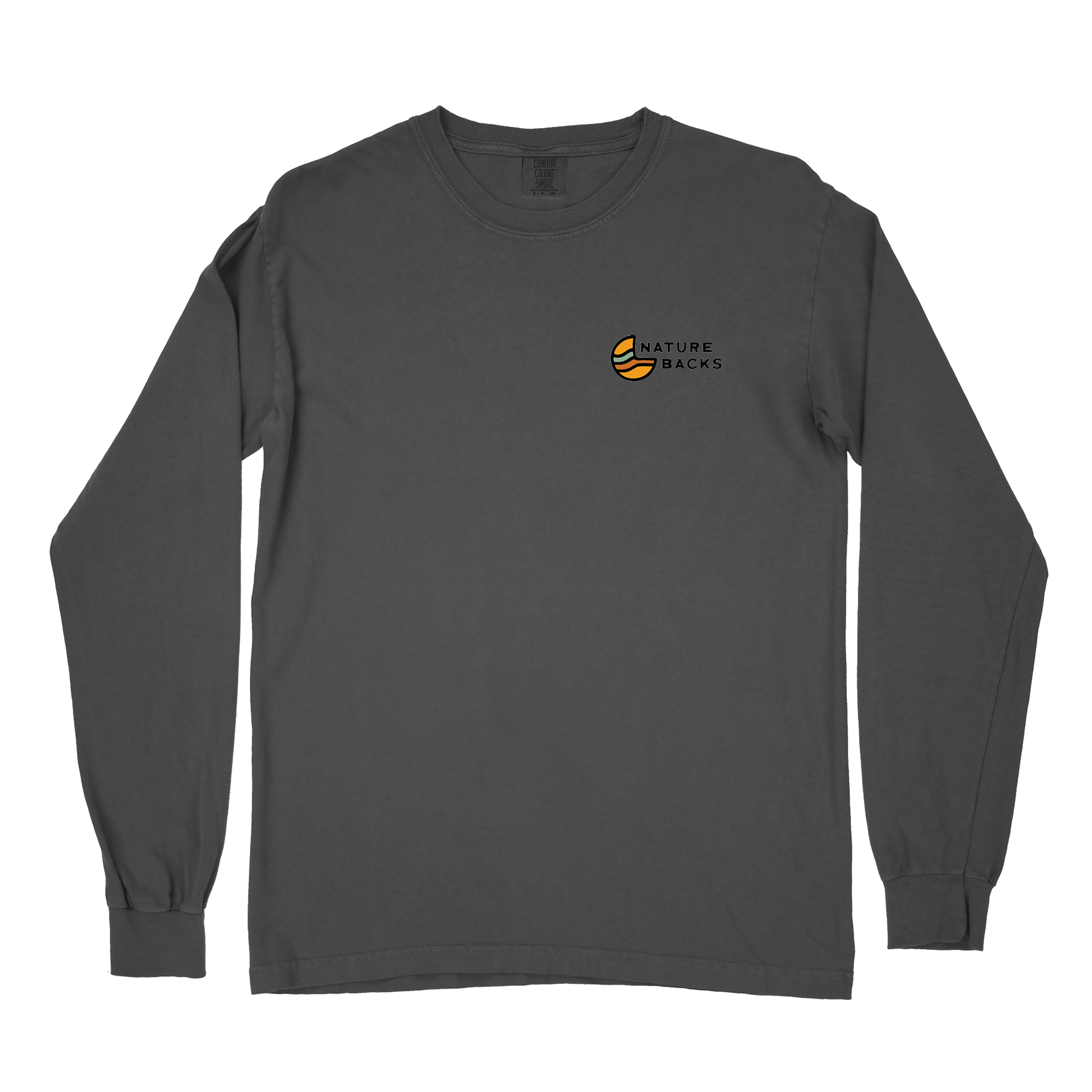 Nature Backs Comfort Colors Emerge Charcoal Long Sleeve T-Shirt | Nature-Inspired Design on Ultra-Soft Fabric