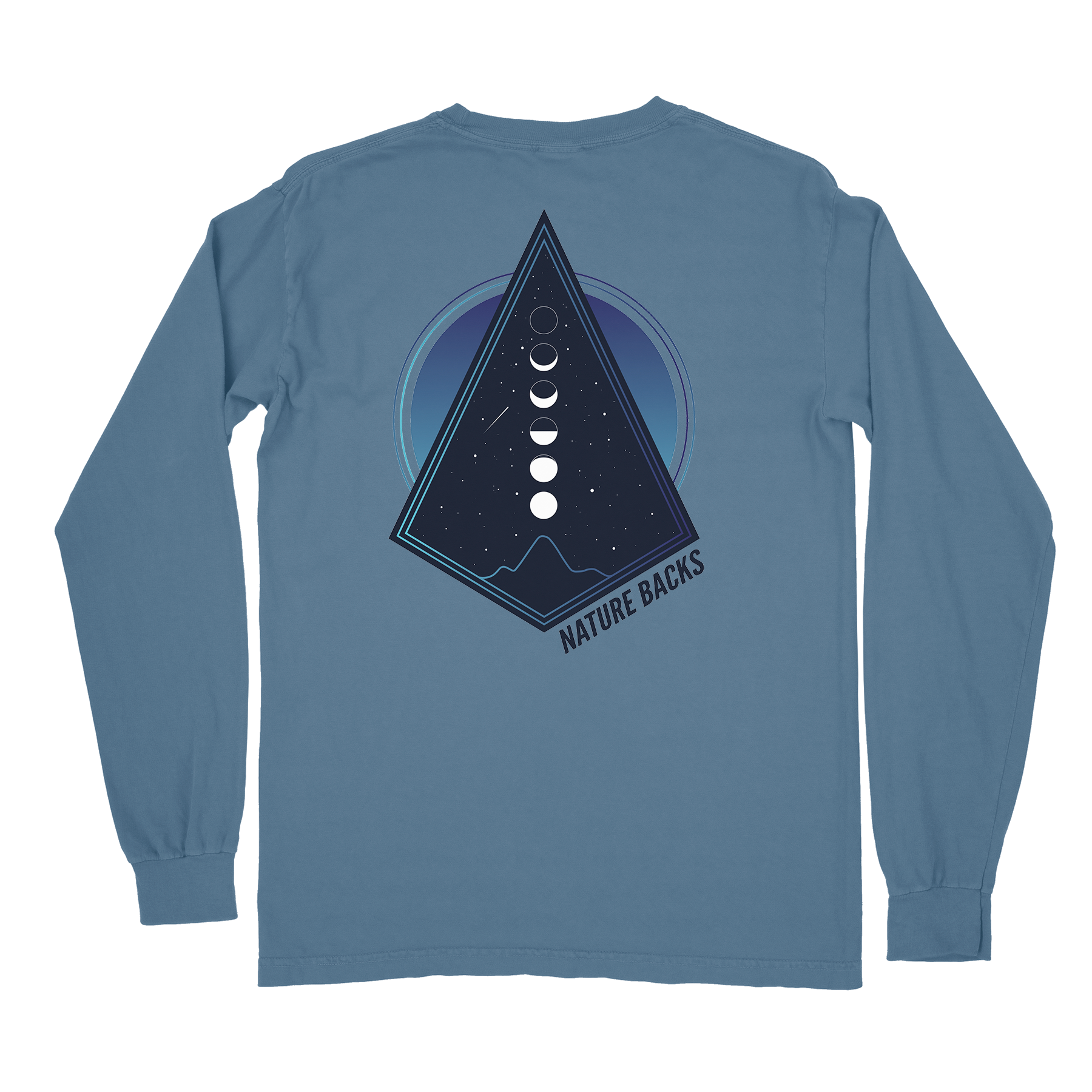 Nature Backs Comfort Colors Moon Phase Fog Long Sleeve T-Shirt | Nature-Inspired Design on Ultra-Soft Fabric