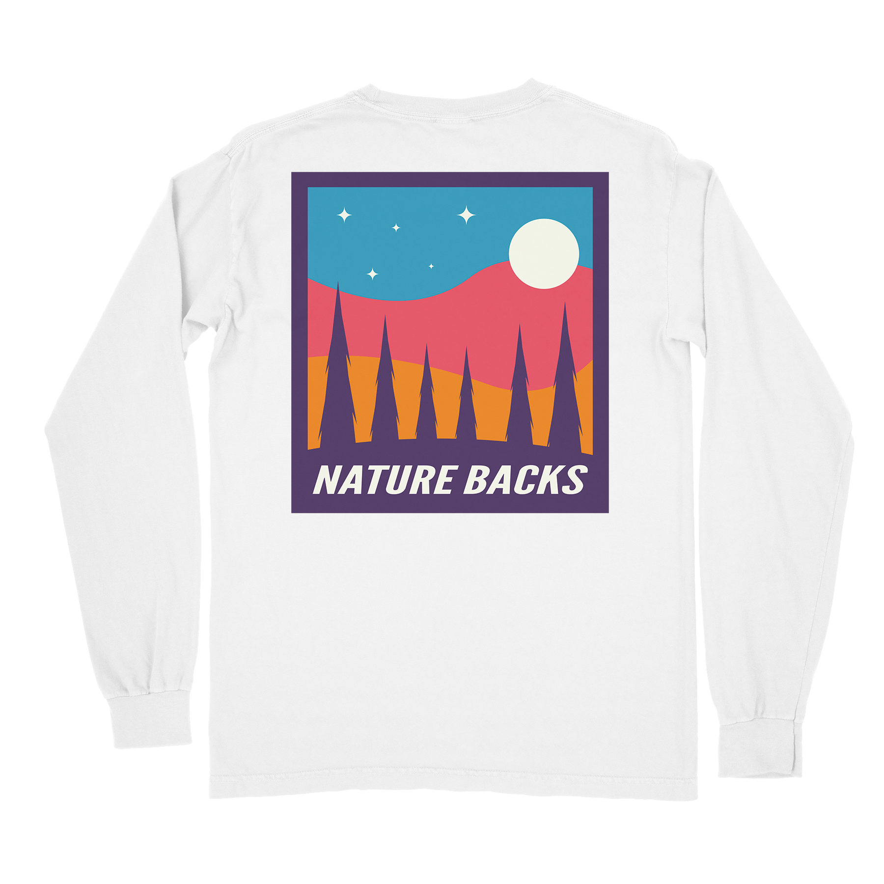 Nature Backs Comfort Colors Moon White Long Sleeve T-Shirt | Nature-Inspired Design on Ultra-Soft Fabric