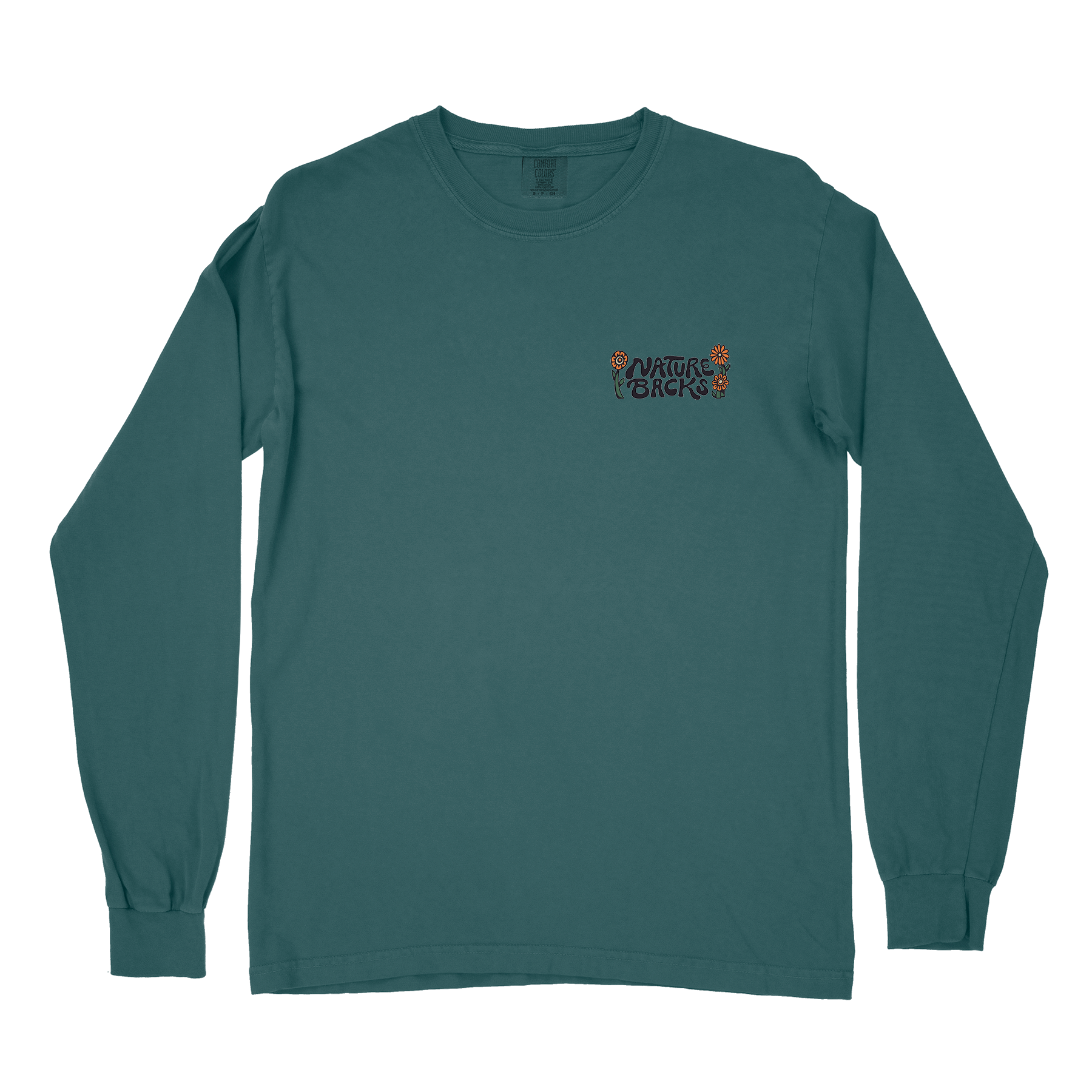 Nature Backs Comfort Colors Mystic Spruce Long Sleeve T-Shirt | Nature-Inspired Design on Ultra-Soft Fabric