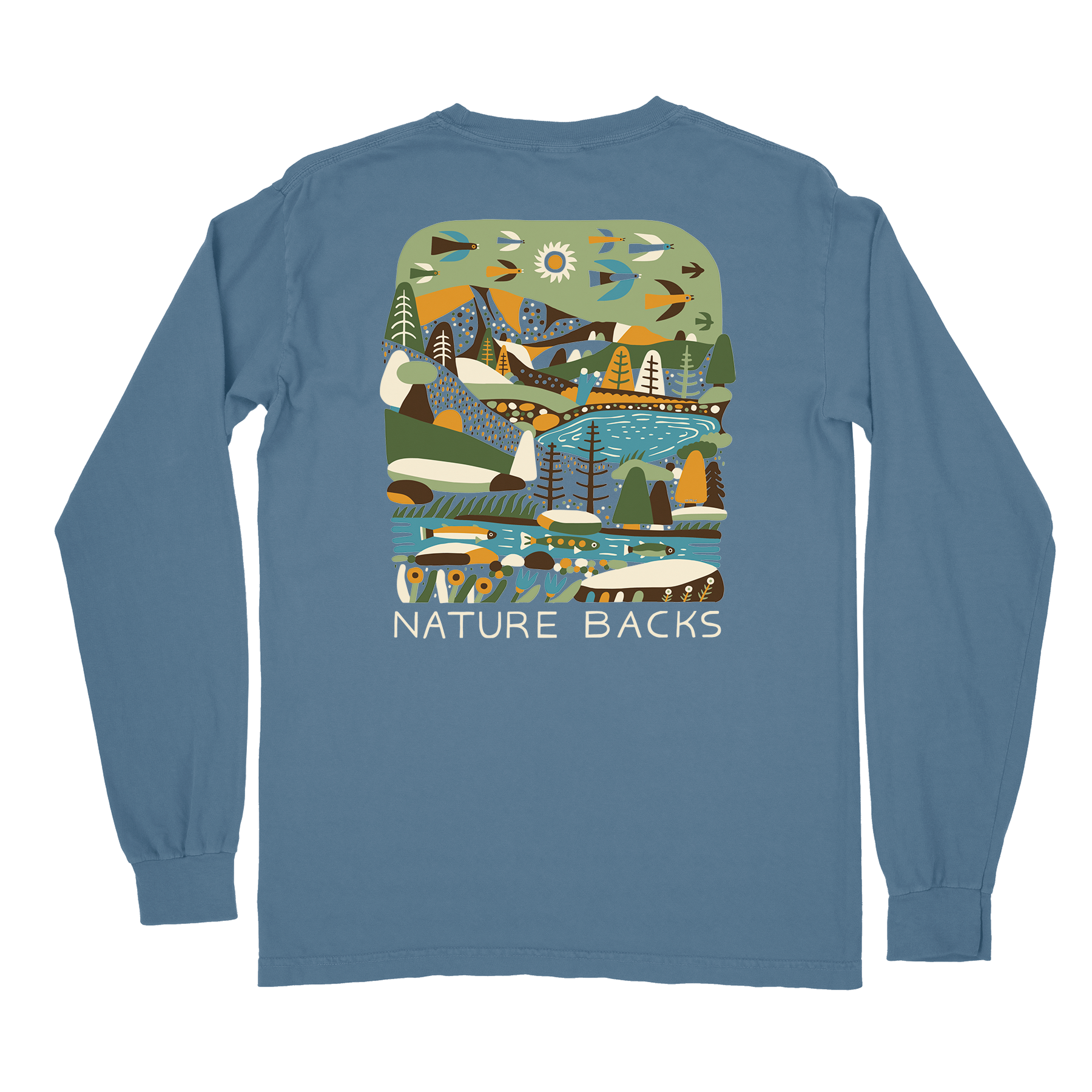 Nature Backs Comfort Colors The Flow Fog Long Sleeve T-Shirt | Nature-Inspired Design on Ultra-Soft Fabric