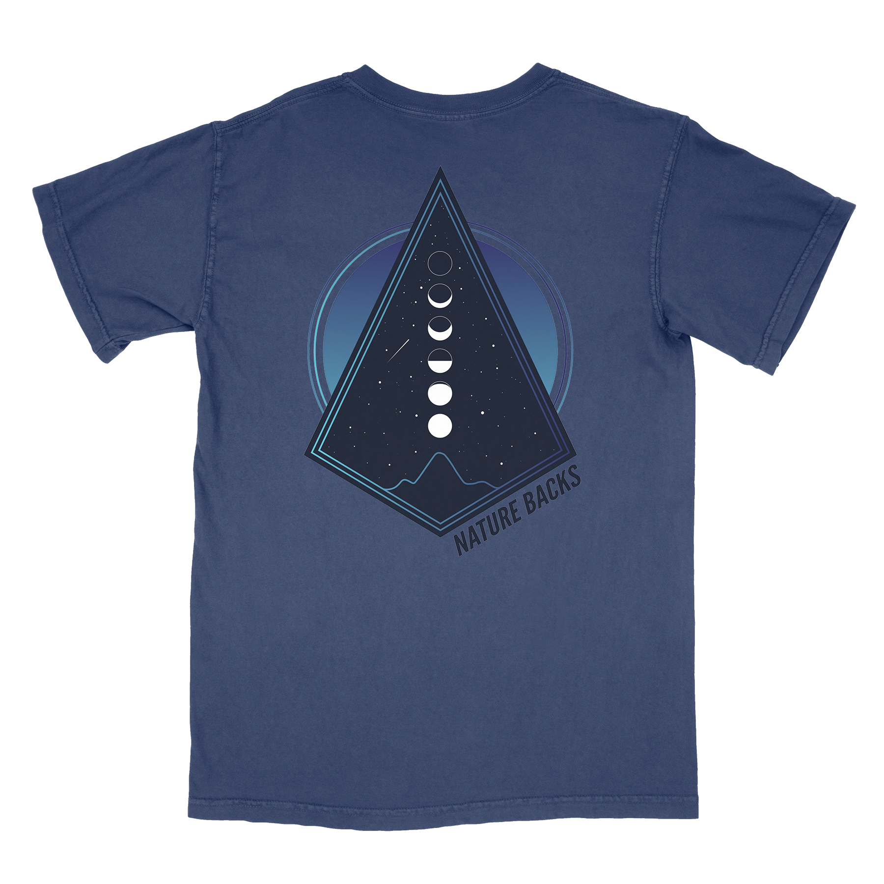Nature Backs Comfort Colors Moon Phase Navy Short Sleeve T-Shirt | Nature-Inspired Design on Ultra-Soft Fabric