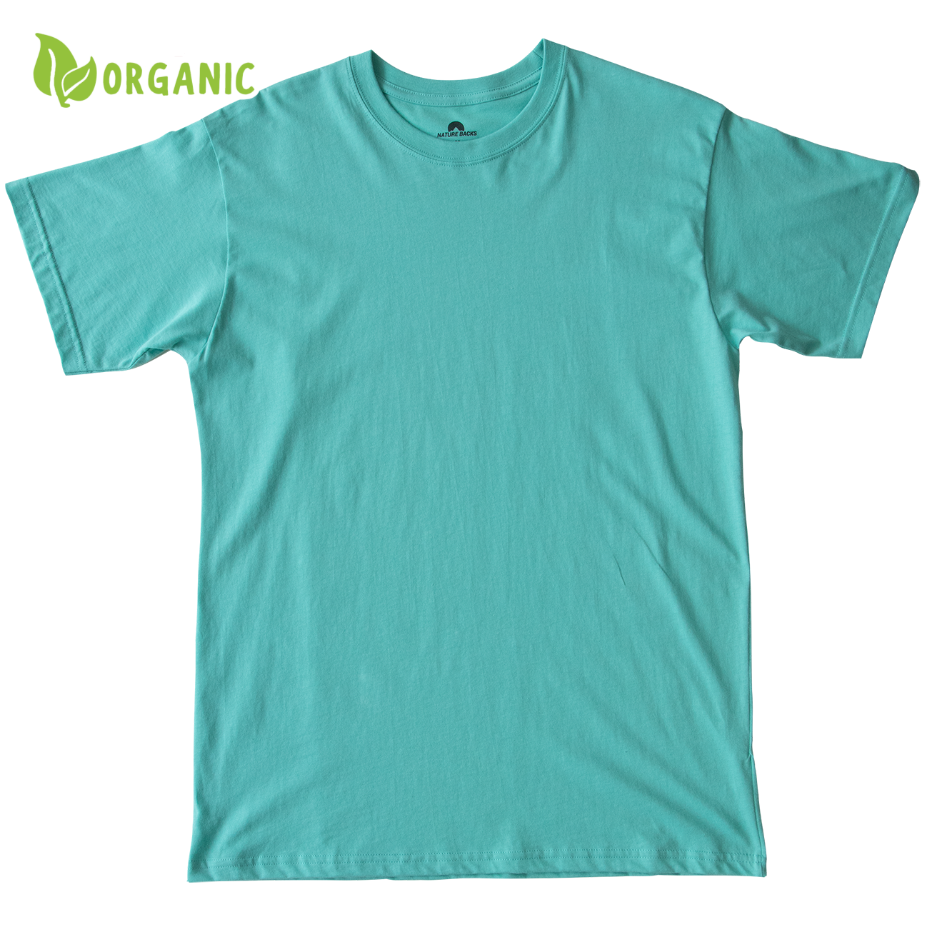 Nature Backs Short Sleeve 100% Organic Cotton T-Shirt | Minimalist Chalky Mint Short Sleeve made with Eco-Friendly Fibers Sustainably made in the USA 