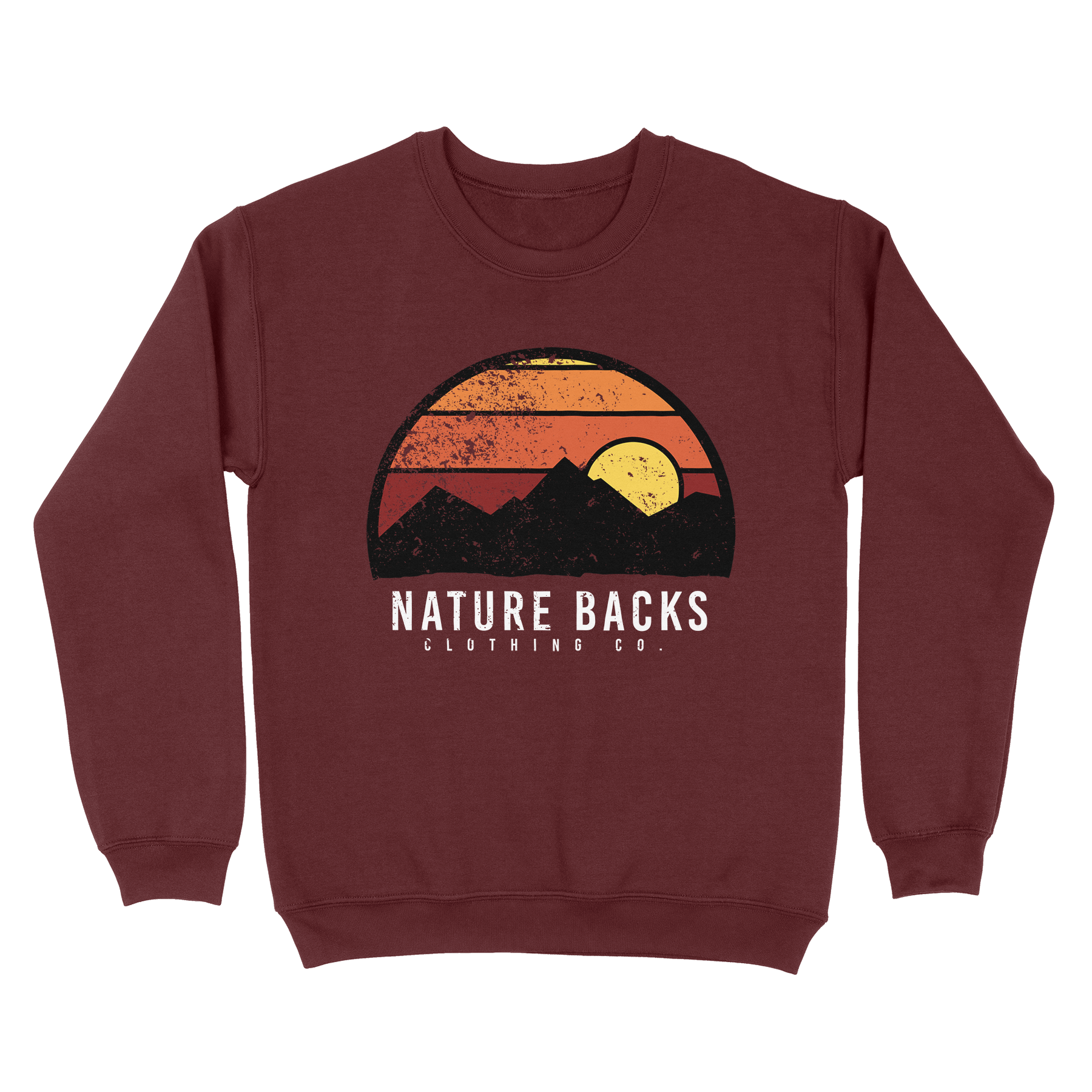 Nature Backs Gildan Dusk Maroon Crewneck | Nature-Inspired Design on Ultra-Soft Fabric