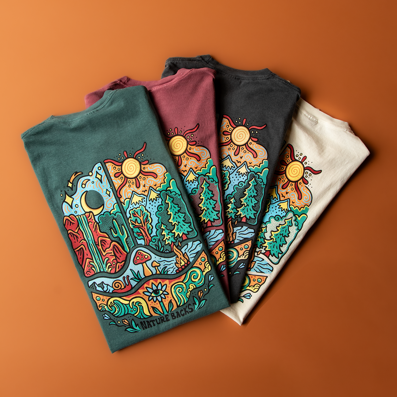 Nature Backs Comfort Colors Enchanted Charcoal Short Sleeve T-Shirt | Nature-Inspired Design on Ultra-Soft Fabric Flatlay