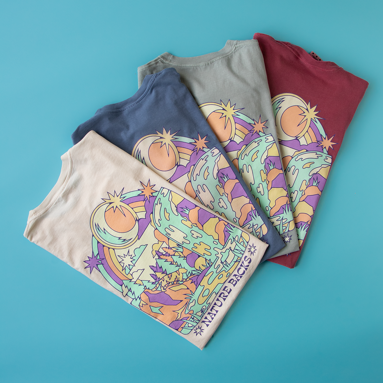 Nature Backs Comfort Colors Vivid Bay Short Sleeve T-Shirt | Nature-Inspired Design on Ultra-Soft Fabric Flatlays