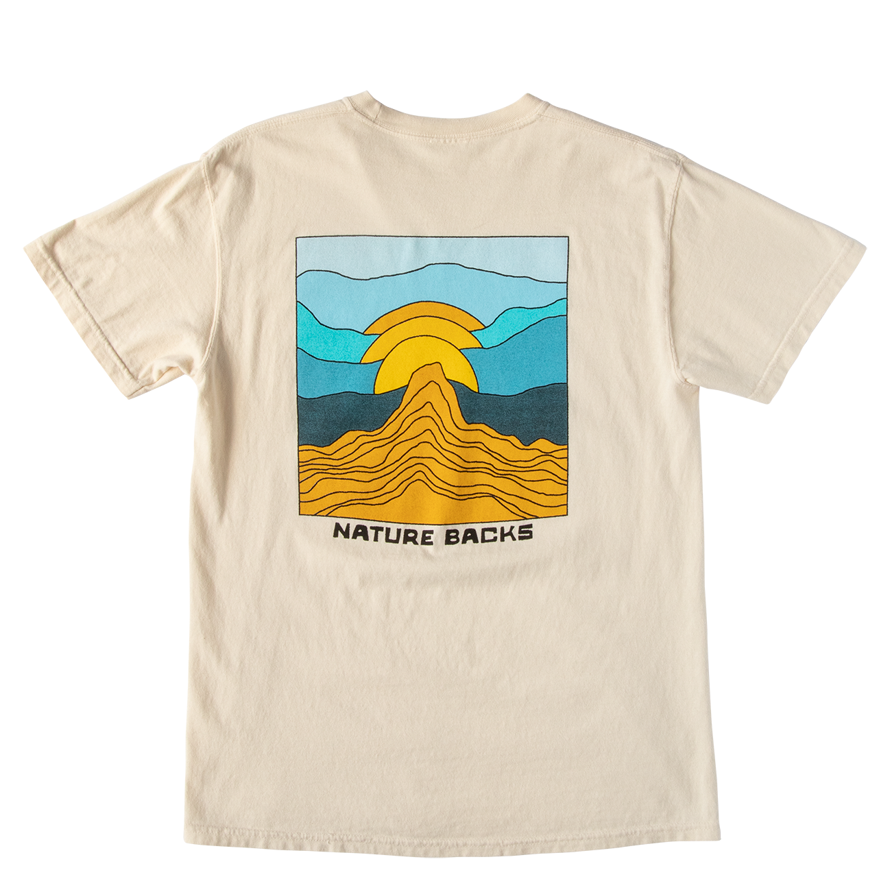 Nature Backs Limited Edition Short Sleeve 100% Organic Cotton T-Shirt | Limited Gradient Ivory Short Sleeve made with Eco-Friendly Fibers Sustainably made in the USA 
