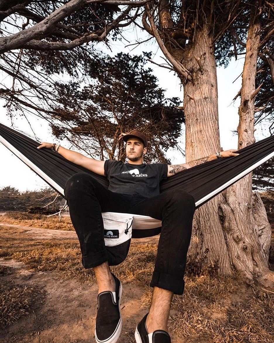 Nature Backs Black and White Hammock | Double Nest Hammock made with comfortable and Durable fabric for the Outdoors 