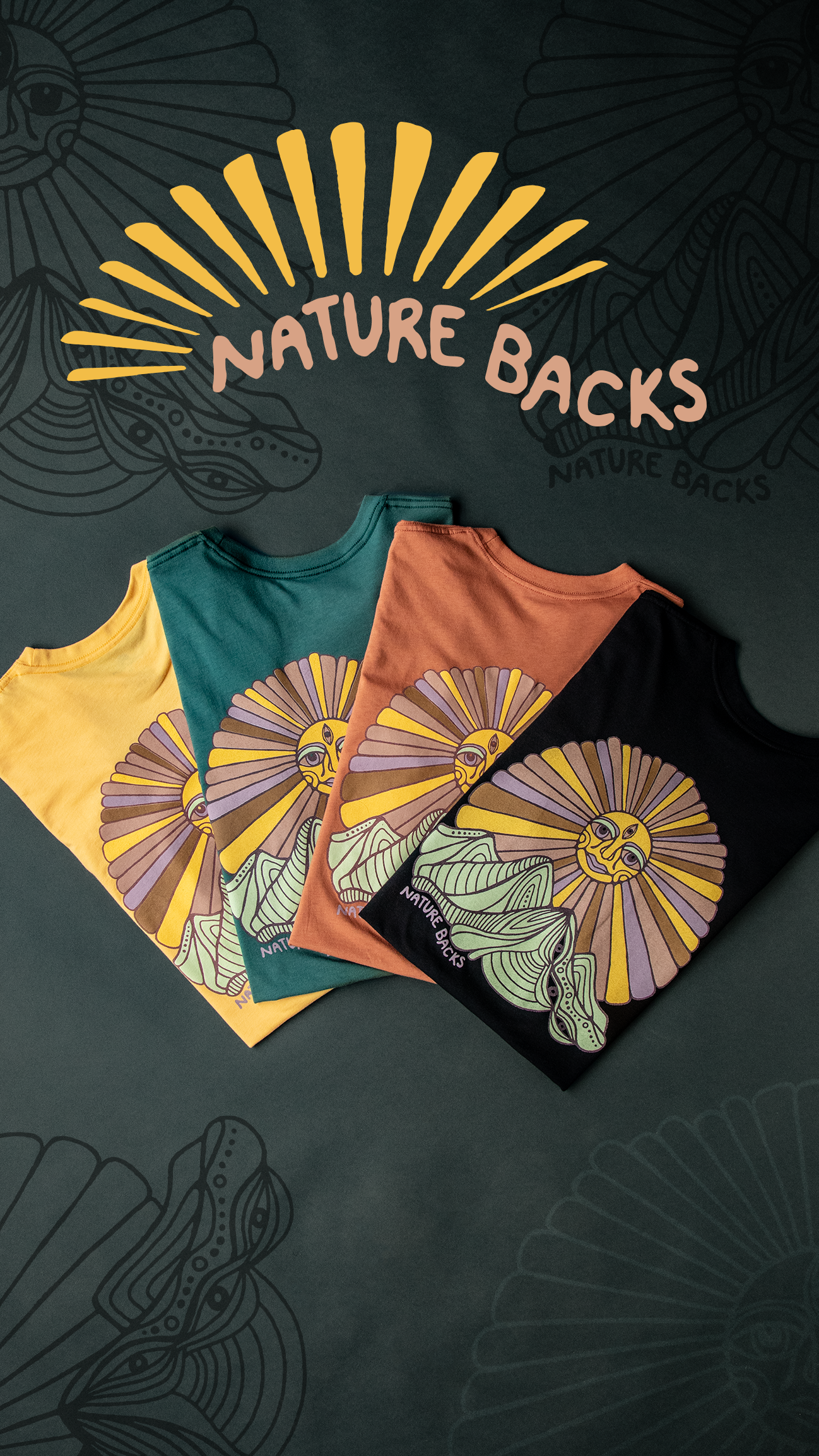 Nature Backs Limited Edition Short Sleeve 100% Organic Cotton T-Shirt | Limited Awaken Harvest Short Sleeve made with Eco-Friendly Fibers Sustainably made in the USA  Flat Lay  