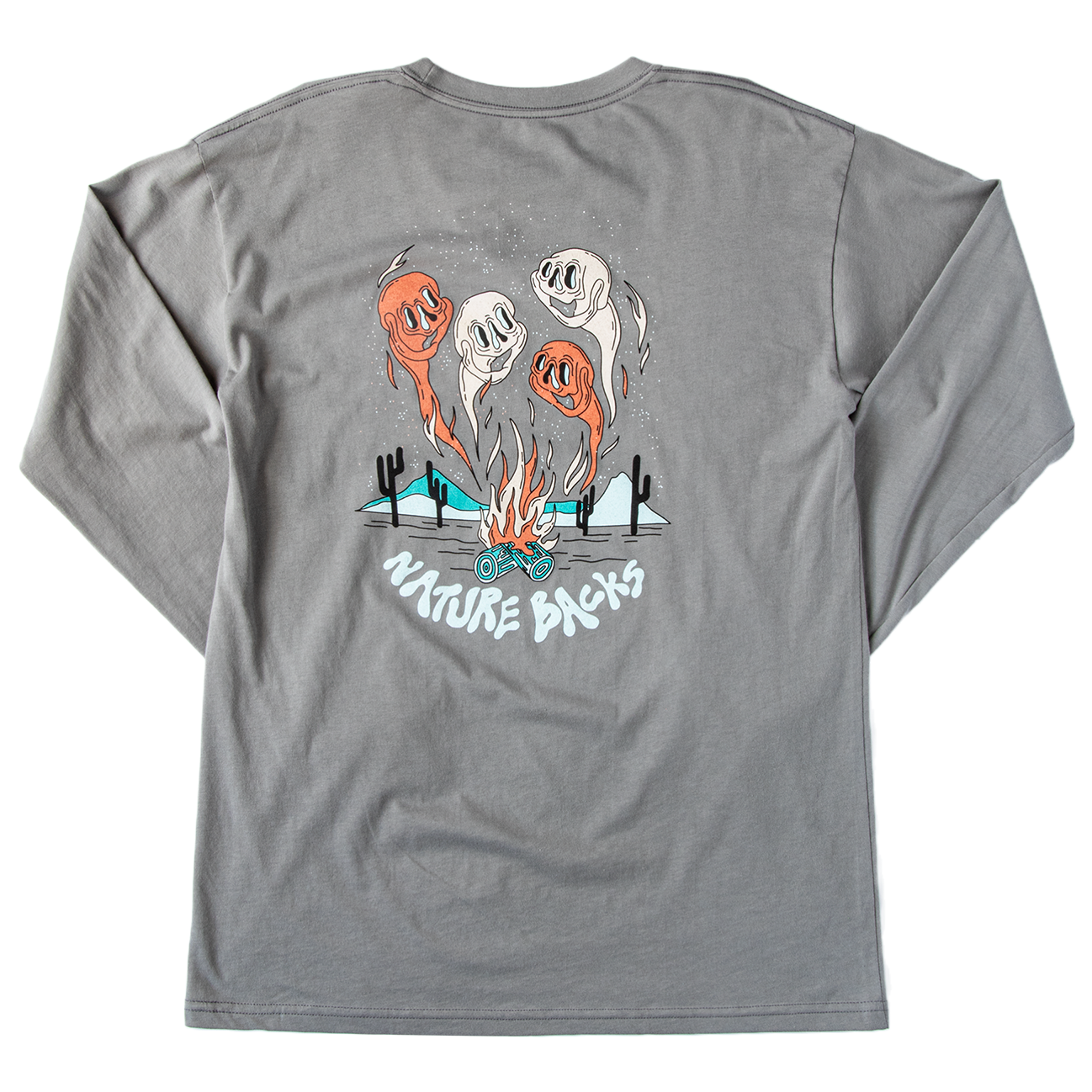 Nature Backs Limited Edition Long Sleeve 100% Organic Cotton T-Shirt | Limited Spark Slate Long Sleeve made with Eco-Friendly Fibers Sustainably made in the USA 