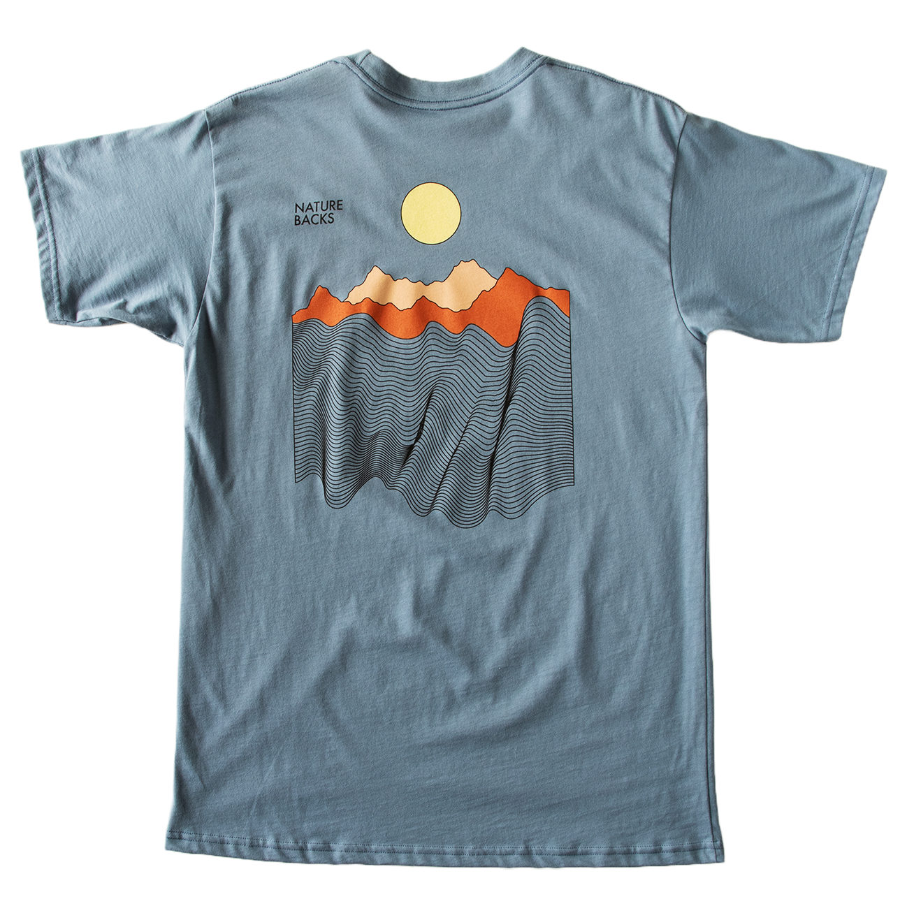 Nature Backs Limited Edition Short Sleeve 100% Organic Cotton T-Shirt | Limited Ebb and Flow Fog Short Sleeve made with Eco-Friendly Fibers Sustainably made in the USA 