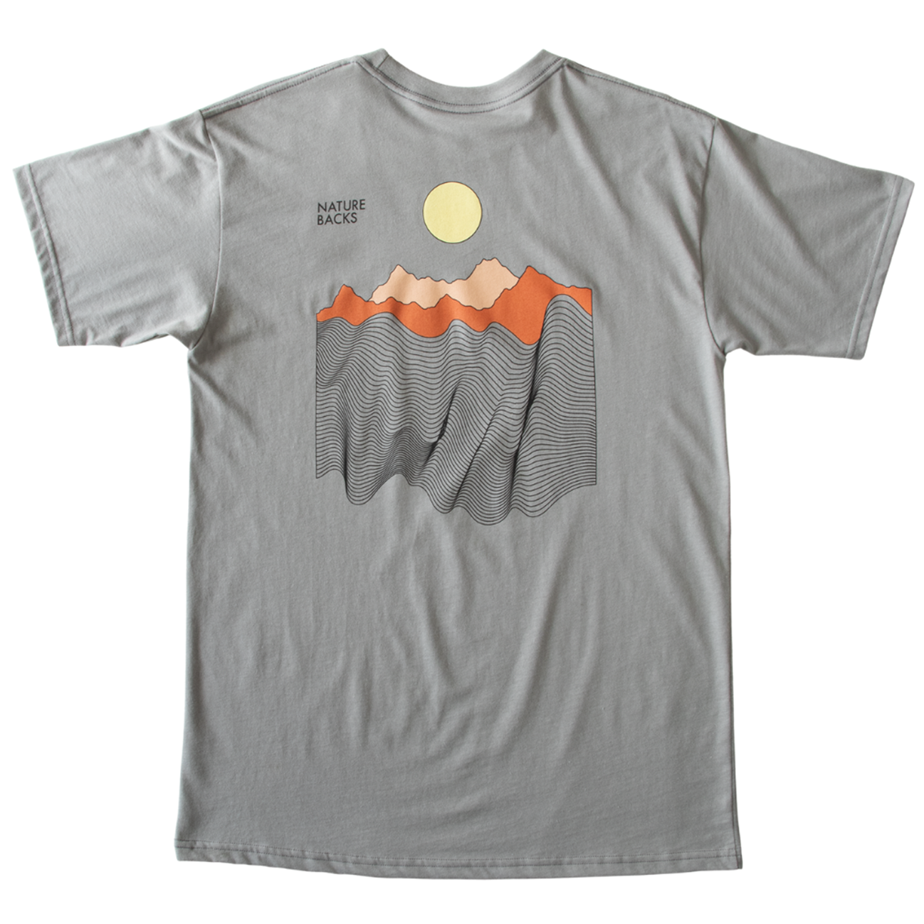 Nature Backs Limited Edition Short Sleeve 100% Organic Cotton T-Shirt | Limited Ebb and Flow Slate Short Sleeve made with Eco-Friendly Fibers Sustainably made in the USA 