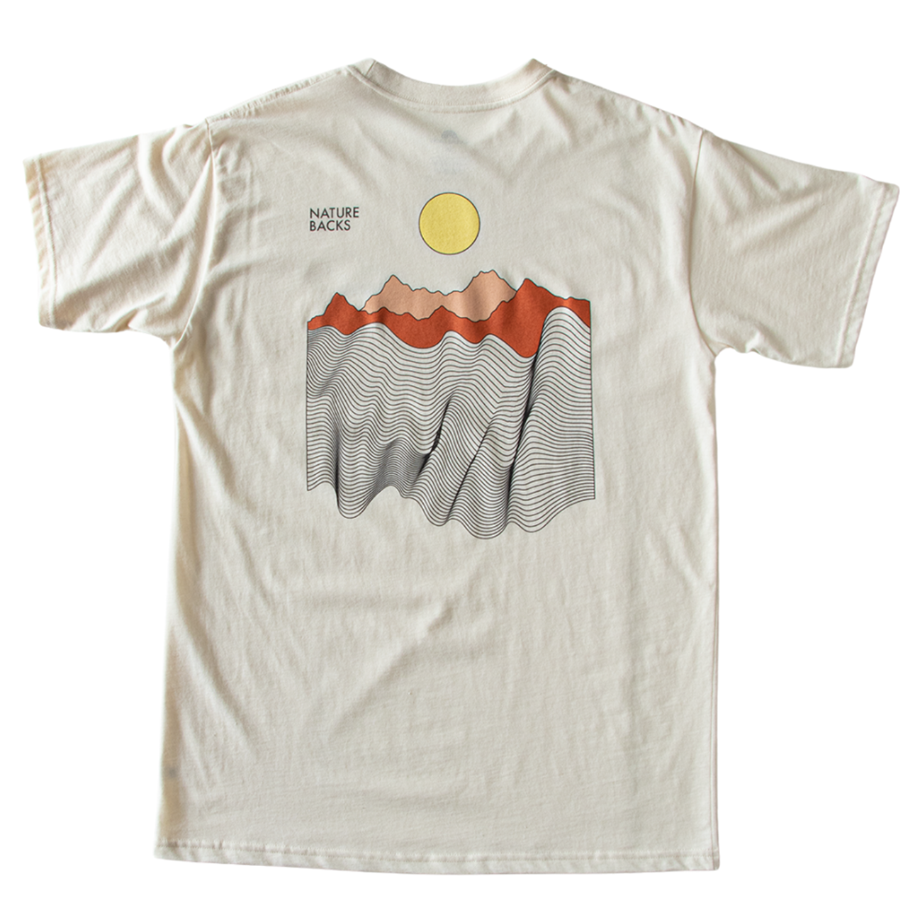 Nature Backs Limited Edition Short Sleeve 100% Organic Cotton T-Shirt | Limited Ebb and Flow Ivory Short Sleeve made with Eco-Friendly Fibers Sustainably made in the USA 