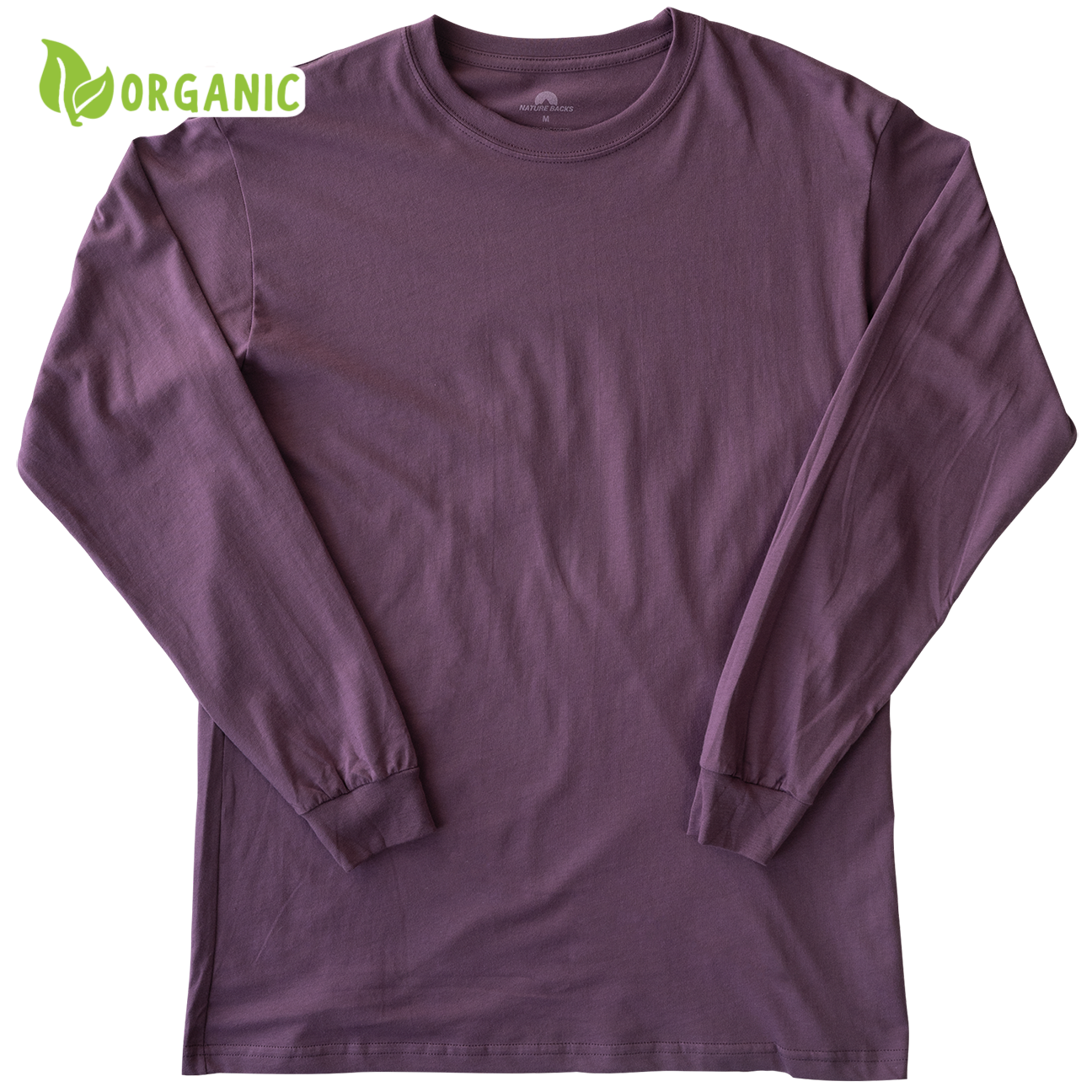 Nature Backs Long Sleeve 100% Organic Cotton T-Shirt | Minimalist Berry Long Sleeve made with Eco-Friendly Fibers Sustainably made in the USA 