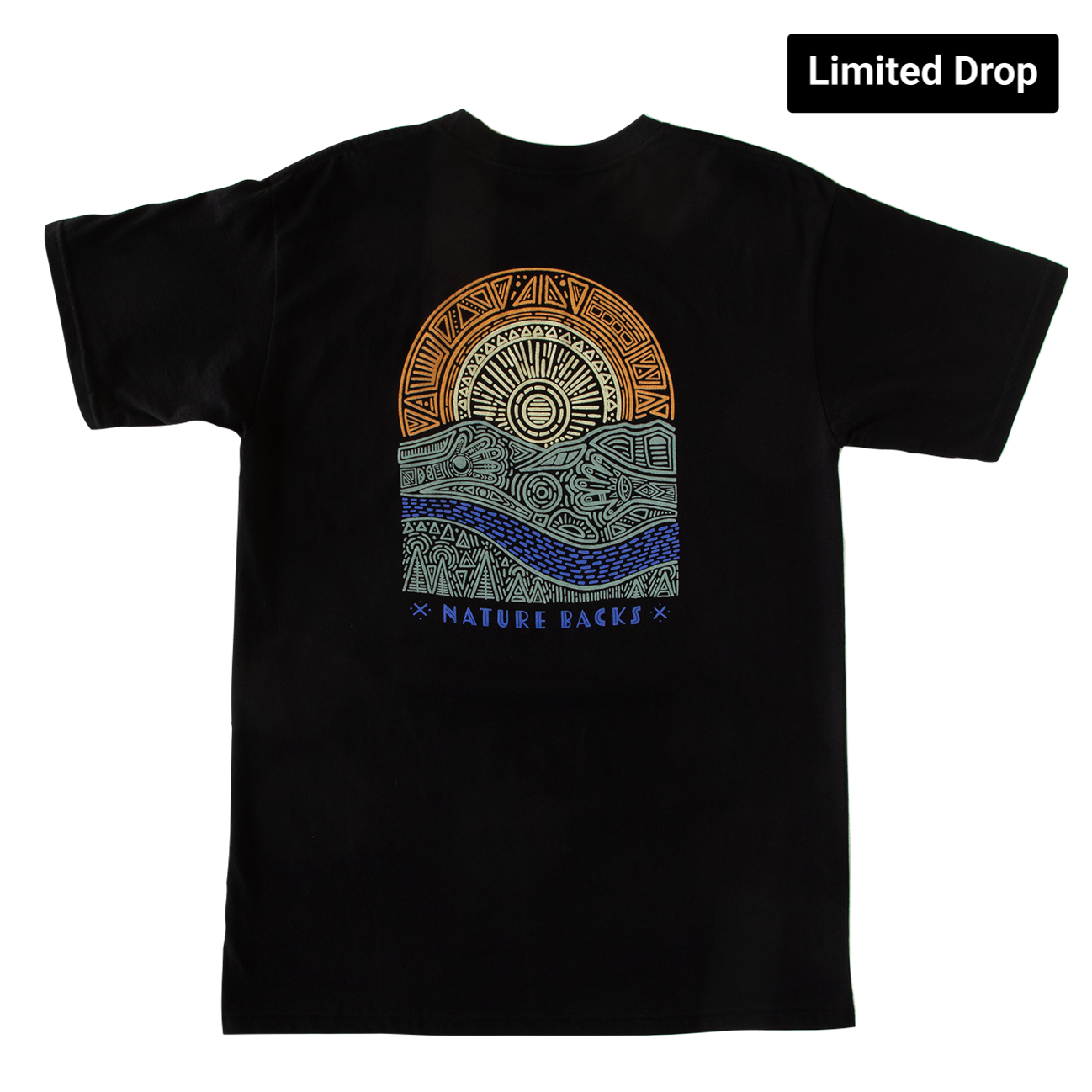 Nature Backs Limited Edition Short Sleeve 100% Organic Cotton T-Shirt | Limited Origin Black Short Sleeve made with Eco-Friendly Fibers Sustainably made in the USA 