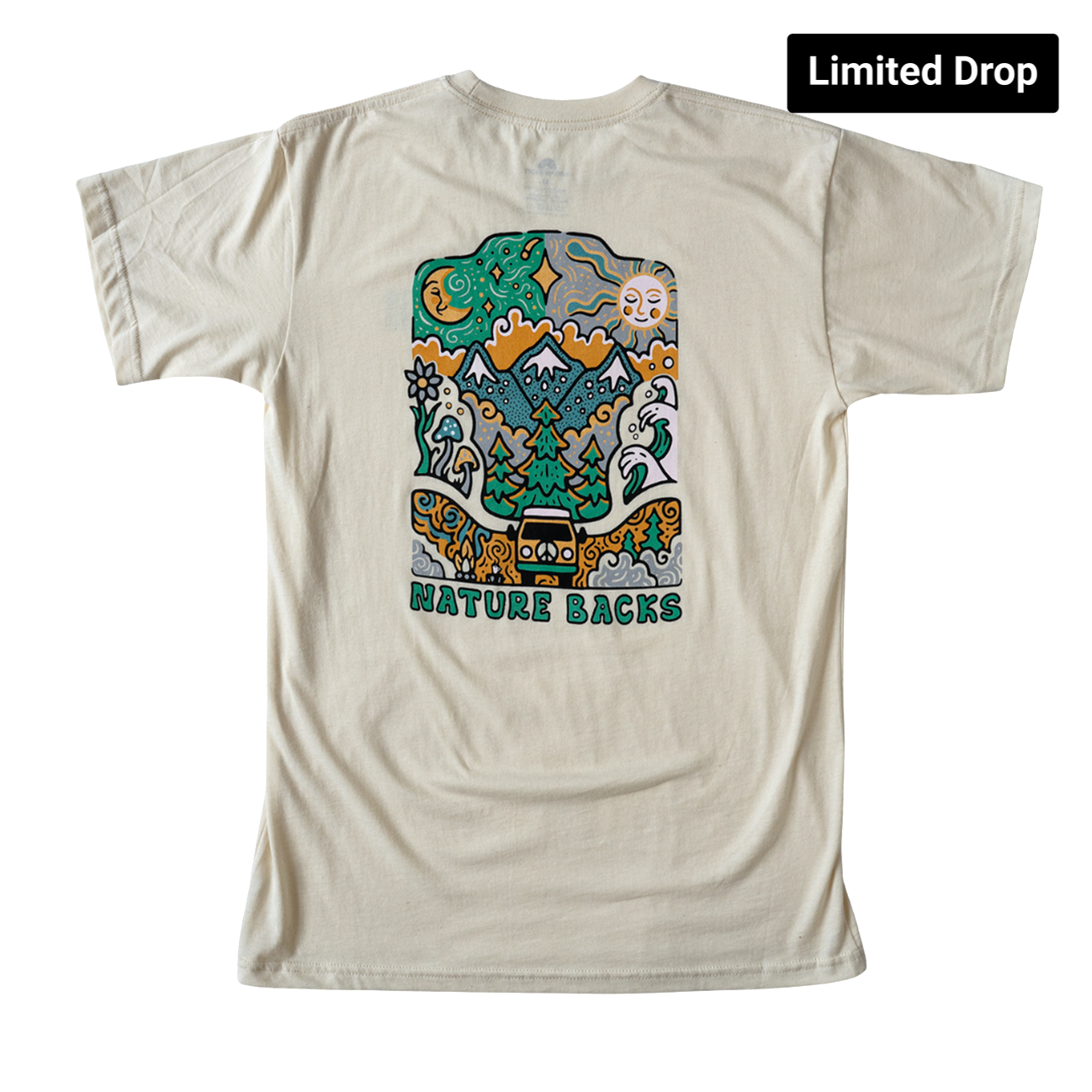 Nature Backs Limited Edition Short Sleeve 100% Organic Cotton T-Shirt | Limited Wander Natural Short Sleeve made with Eco-Friendly Fibers Sustainably made in the USA 